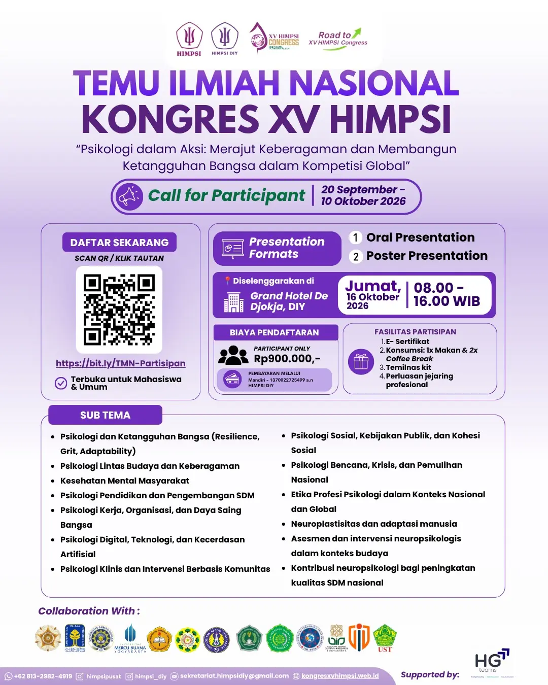 📢 CALL FOR PARTICIPANT | TEMU ILMIAH NASIONAL KONGRES XV HIMPSI 💜