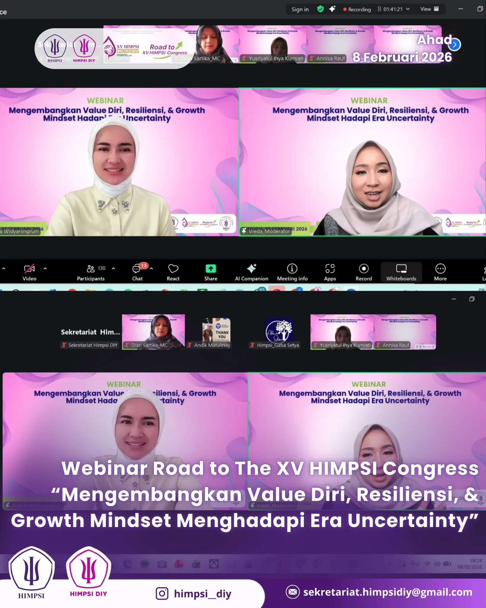 Press Release Webinar Road to The XV HIMPSI Congress dengan tema "Mengembangkan Value Diri, Resiliensi, & Growth Mindset Menghadapi Era Uncertainty".
