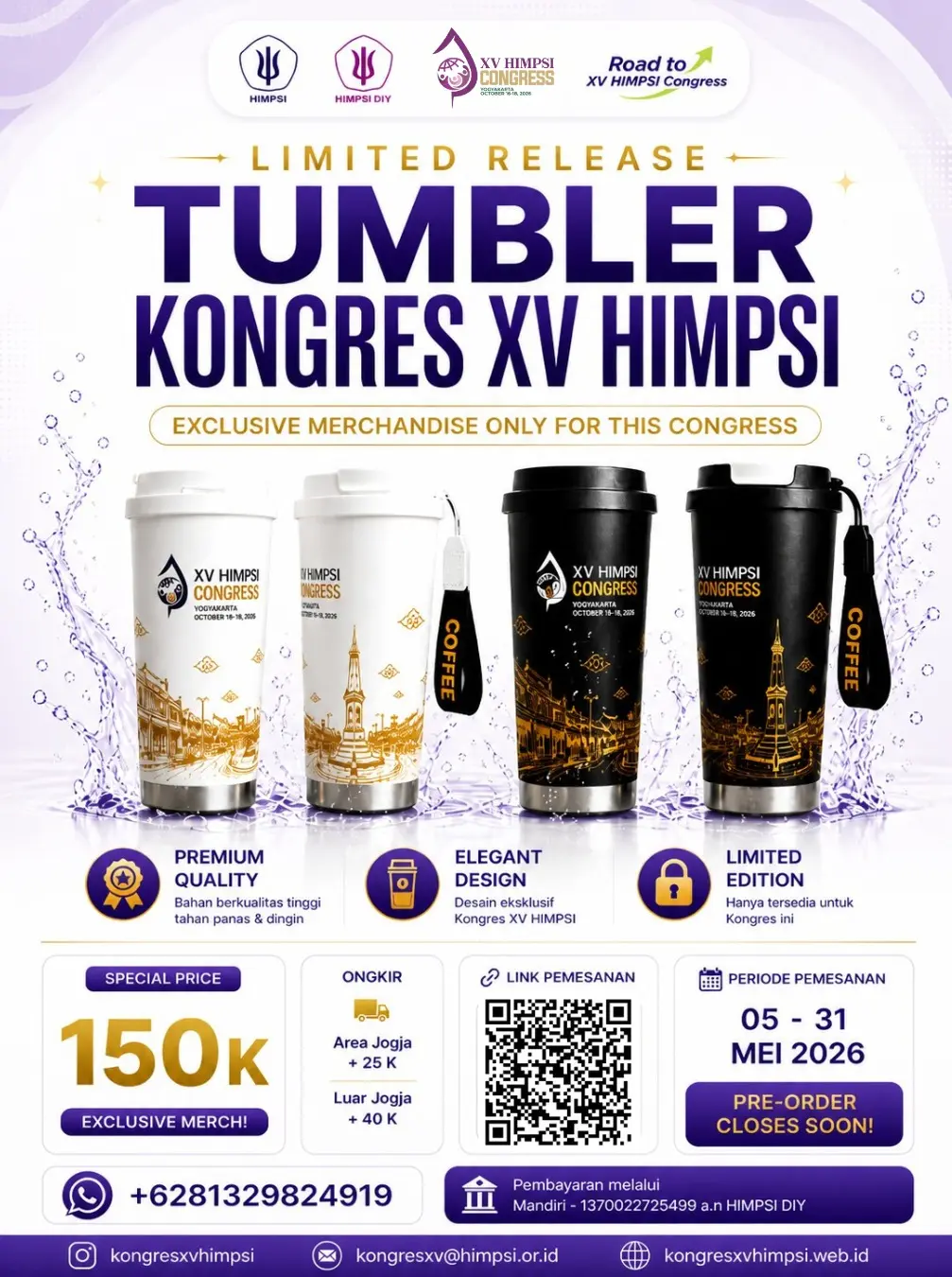 LIMITED RELEASE: OFFICIAL TUMBLER KONGRES XV HIMPSI ☕✨