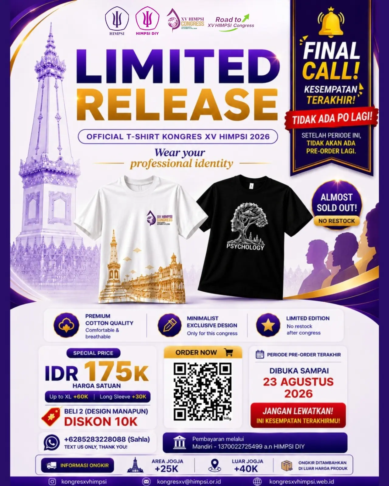💜 FINAL CALL! 💜 PRE-ORDER OFFICIAL T-SHIRT KONGRES XV HIMPSI 2026